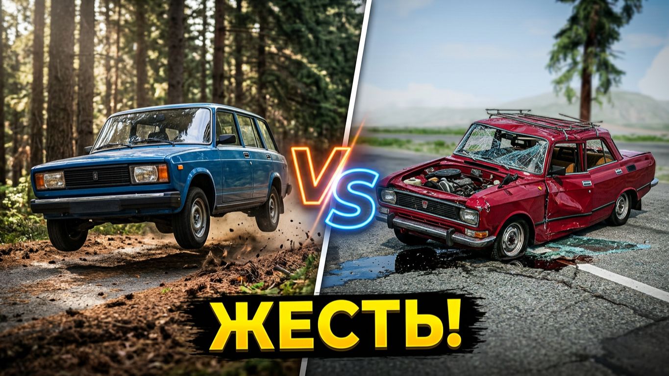 ROUND 1 VAZ 2104 VS Москвич (AZLK) 2140 НАШ CRASH ЧЕМПИОНАТ BEAMNG DRIVE 1/8