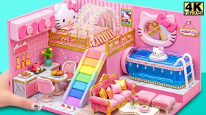 Постройте легкий розовый миниатюрный домик Hello Kitty из переработанного картона ❤️ #Миниатюрн