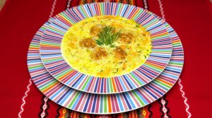 Сырный суп с куриными фрикадельками