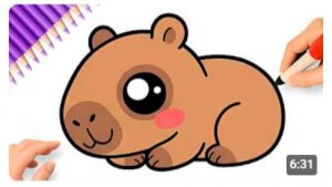 КАК ОЧЕНЬ ПРОСТО НАРИСОВАТЬ МИЛОГО МАЛЫША КАПИБАРЫ 💗