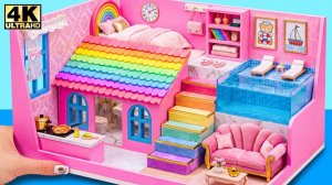 💖🏡Как построить розовый мини-домик с гигантской радужной горкой и уютной двухъярусной кроватью