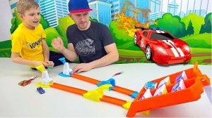 Хот Вилс АКУЛА против МОНСТЕР ТРАКОВ и новый трек Hot Wheels ТОЧНОЕ ПОПАДАНИЕ