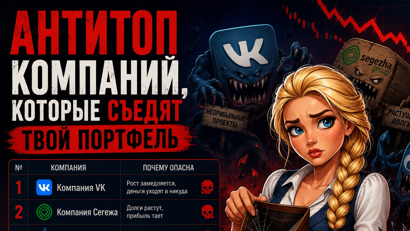 АНТИТОП компаний, которые съедят Твой Портфель l ТОП-10 Акций не для Инвестора! смотреть онлайн