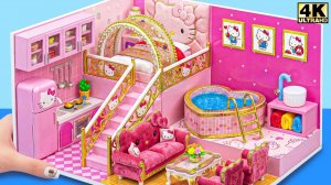 Сделайте мини-розовый дом Hello Kitty Universe с волшебным бассейном и секретными комнатами ❤️