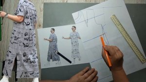 Моделирование. Платье макси оверсайз с граффити-принтом. Выкройка № 2169.
