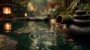 Музыка для глубокого сна 🌿 Дзен-фонтан, звуки воды и вечерний японский сад | 4+ часа