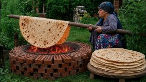 Выпечка хлеба. Деревенский лаваш на раскаленных углях. Жизнь в Азербайджане