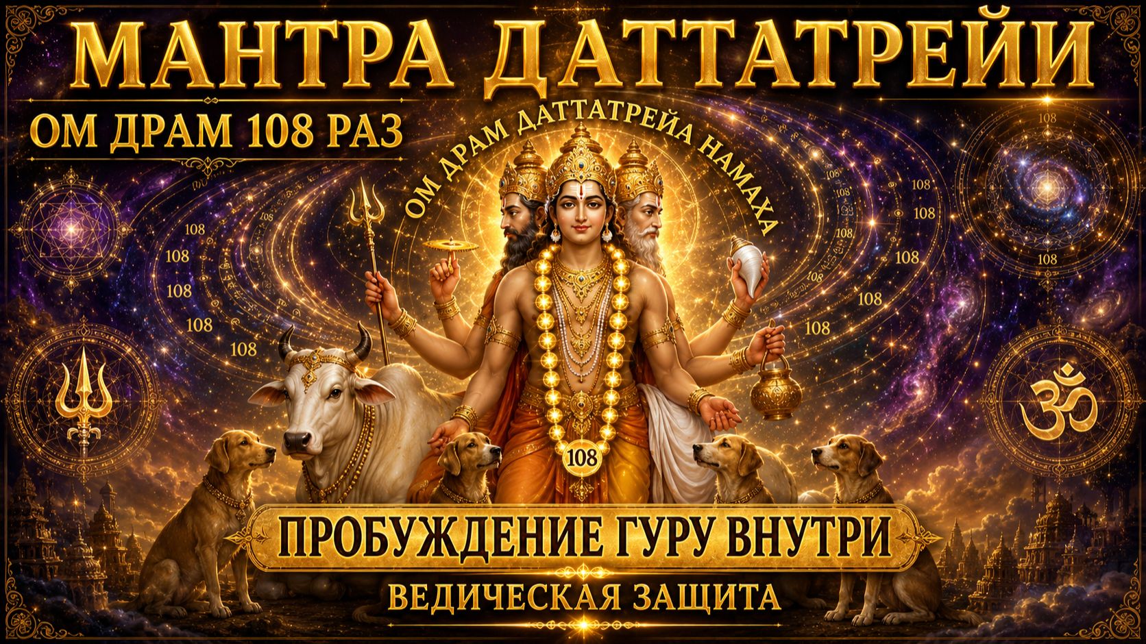 Мантра Даттатрейи: Эпическая Ом Драм 108 раз — пробуждение Гуру внутри и ведическая защита 🙏✨ смотреть онлайн