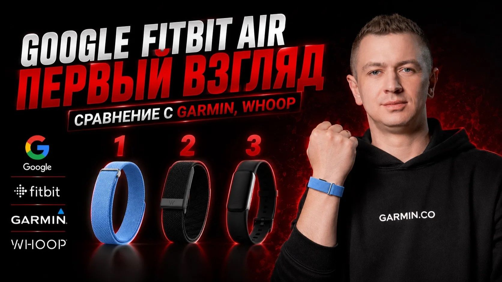 Google Fitbit Air первый взгляд. Сравнение с Garmin, Whoop