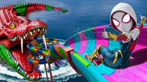 Невероятные горки и физика воды для Гвен-Паук в GTA 5