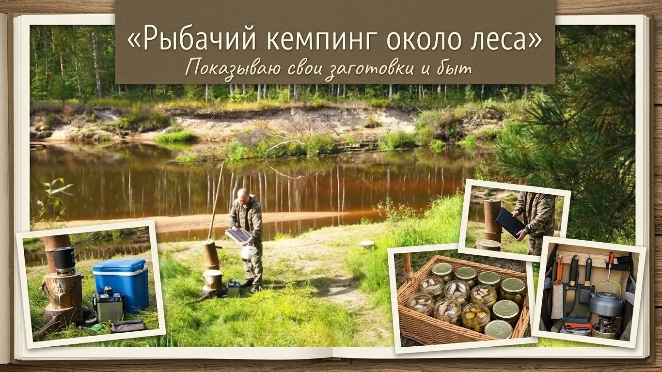 Рыбачий кемпинг около леса. Показываю свои заготовки и быт. Речушка и атмосфера прелестная