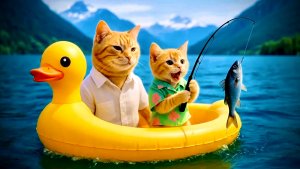 Мама кошка поймала Рыбу ❤️ Милые ИИ Мультики для Детей