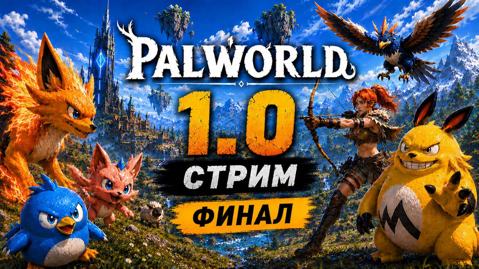 Palworld обновление 1.0 прохождение стрим финал. бой с боссами на сложном уровни смотреть онлайн