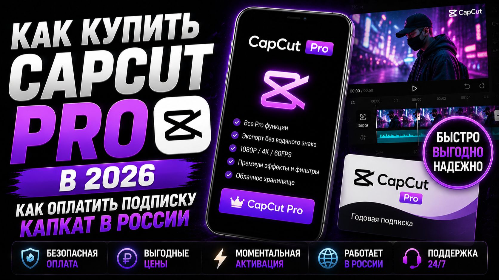 Как оплатить подписку CapCut Pro в России в 2025