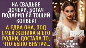 Истории из жизни На свадьбе дочери, богач подарил ей тощий конверт… А едва она вскрыла его…