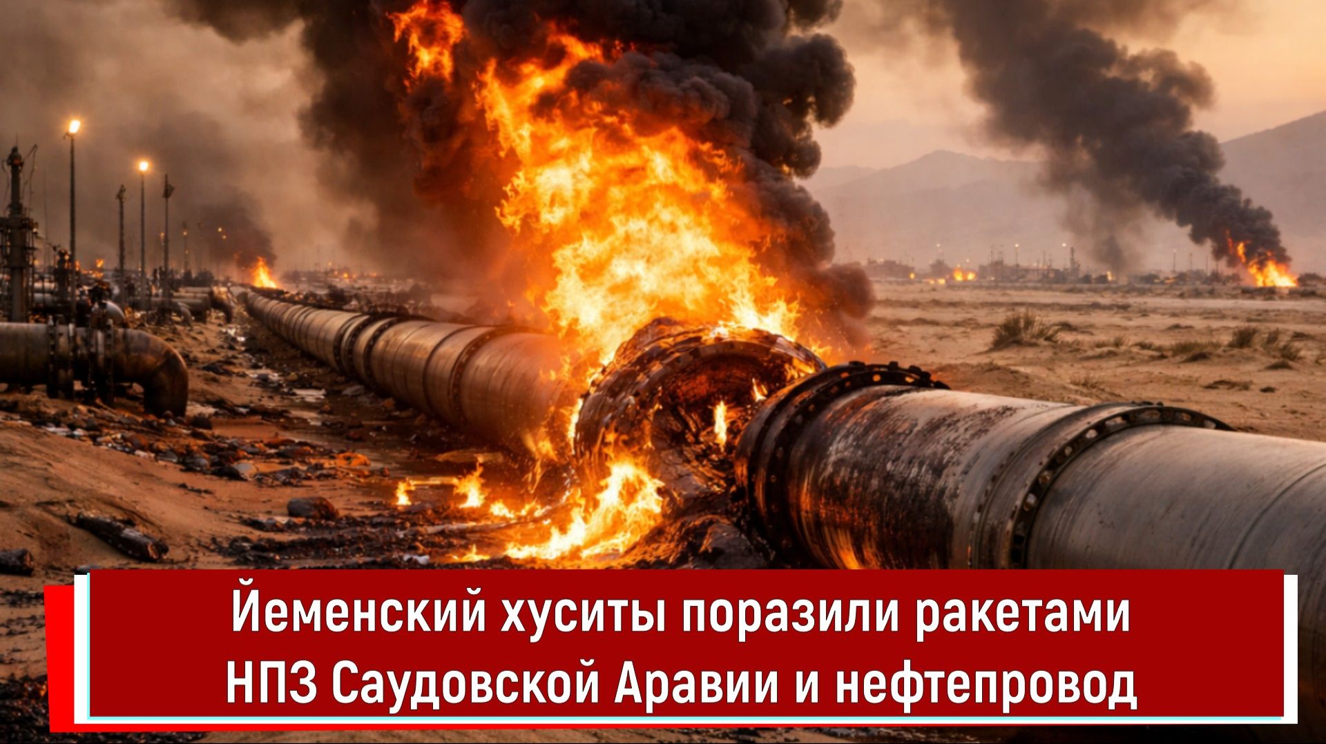 Йеменский хуситы поразили ракетами НПЗ Саудовской Аравии и нефтепровод смотреть онлайн