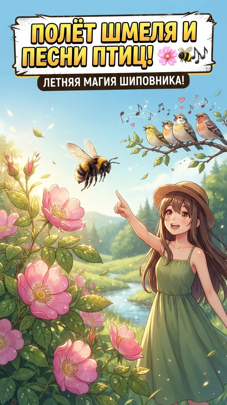 Звуки природы: пение птиц, шмель и цветущий шиповник 🌸🐝🎶