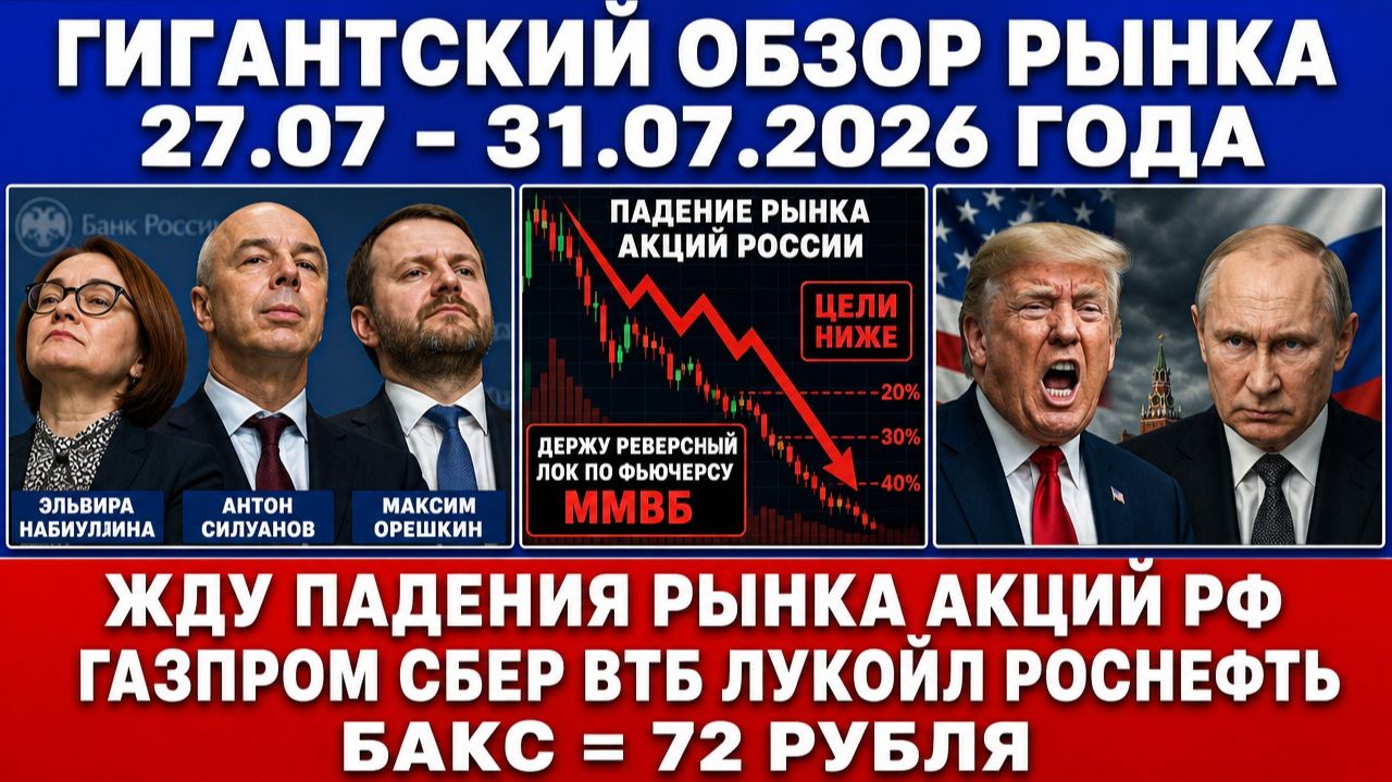 Гигантский обзор рынка / Жду падения рынка акций Рф / Газпром Сбер Втб Лукойл Роснефть / Бакс = 72 смотреть онлайн
