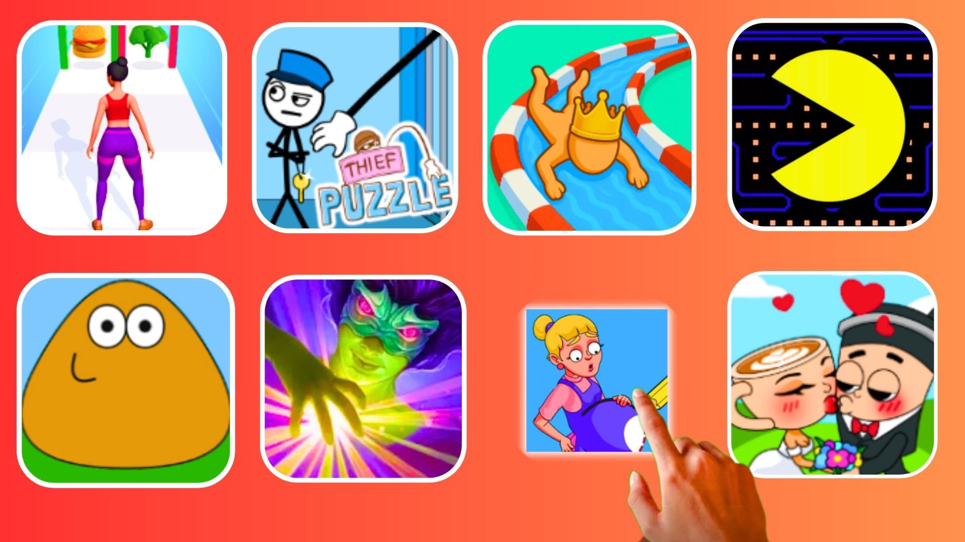 Twerk,ThiefPuzzle,Aquapark.io,PAC-MAN 256,Pou,Охотник на демонов 3,Draw Puzzle,Spranky Role Swap Pu