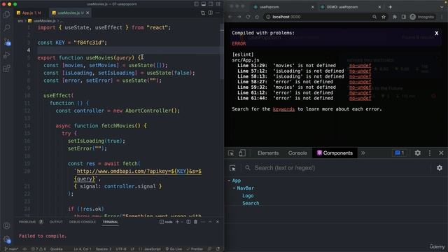 170 Creating our First Custom Hook useMovies смотреть онлайн