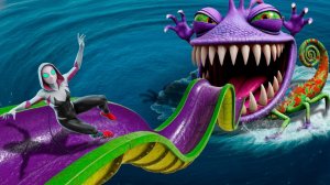 Рэндалл Боггс против Гвен-паука_ безумный 3D-слалом на воде! Физика вне зоны в GTA 5