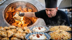 Традиционная турецкая кухня тандыра! Гигантские мясные пирожки, манты и свежий хлеб