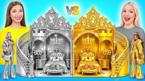 Строим Удивительный Кукольный Домик Золотой vs Серебряный Челлендж | Простые Трюки для Декора
