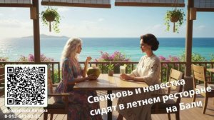 Свекровь и невестка сидят в летнем ресторане на Бали
