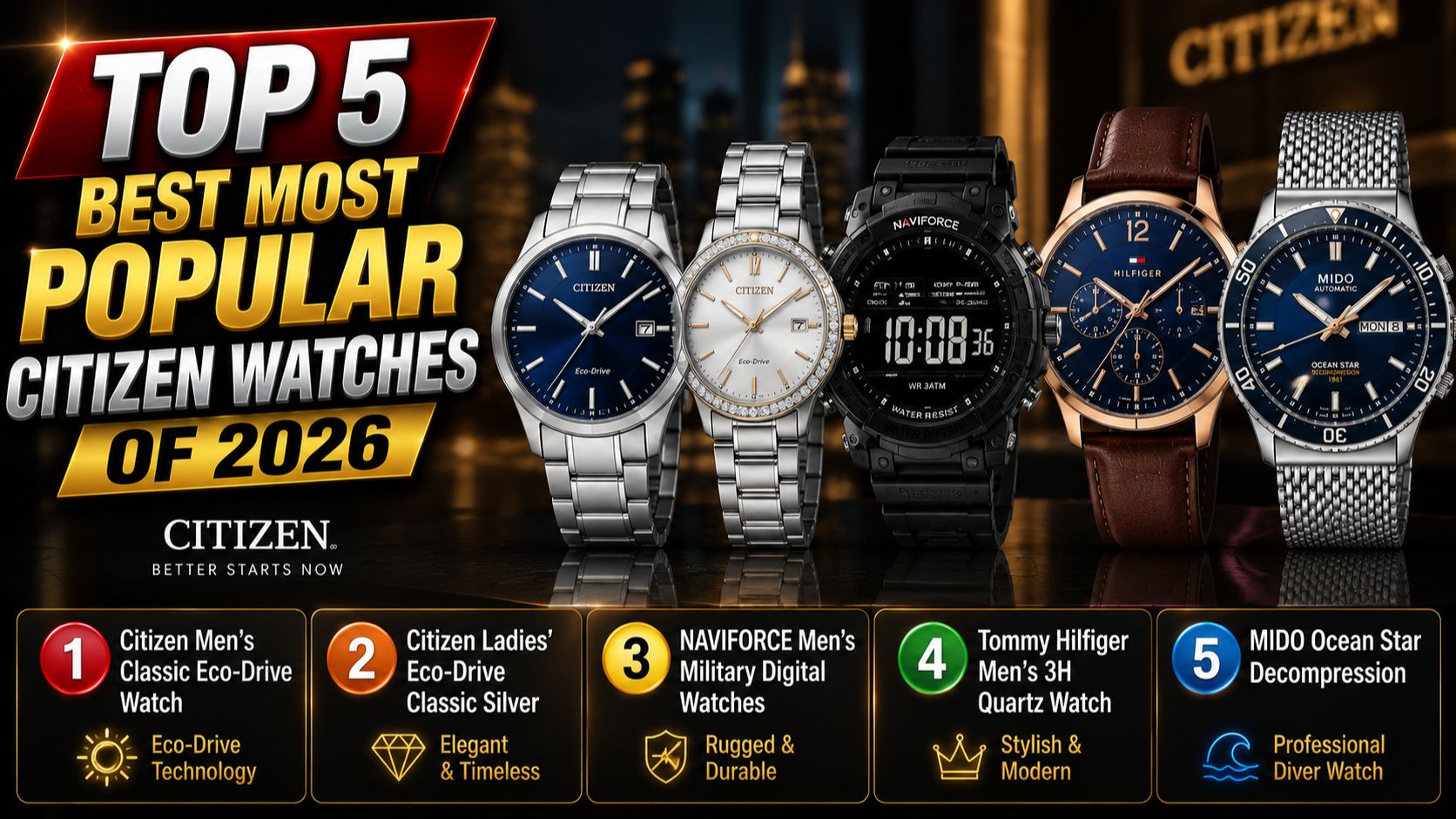 Top 5 Best Most Popular Citizen Watches Of 2026