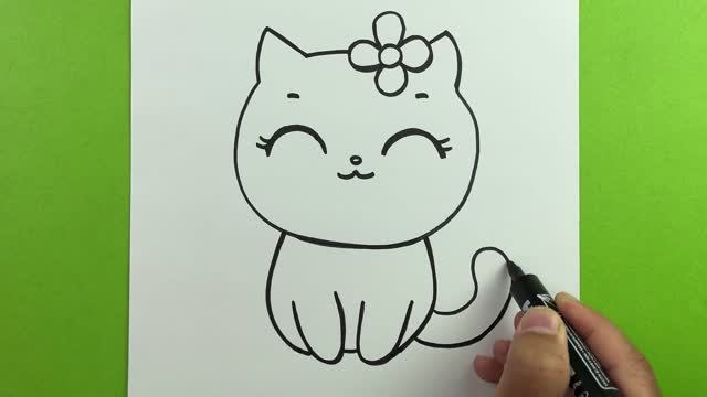 Как нарисовать милого кота шаг за шагом: простой урок рисования животных для детей смотреть онлайн