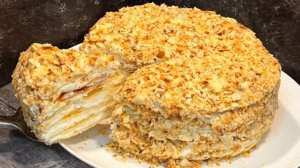 В жару духовку не включаю,а вкуснейший Торт «НАПОЛЕОН» у меня на столе!Вкуснейший, с заварным кремом