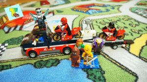Гонки. LEGO City 60084 Перевозчик гоночных мотоциклов. Прямая трансляция. Видео для детей.