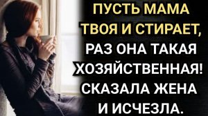 Истории из жизни/Пусть мама твоя и стирает, раз она такая хозяйственная! Сказала жена и исчезла
