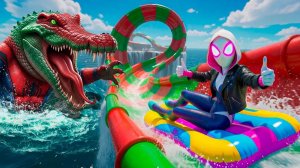 Сумасшедшая водная горка_ Механизмы против Паука-Гвен из GTA 5 в 3D