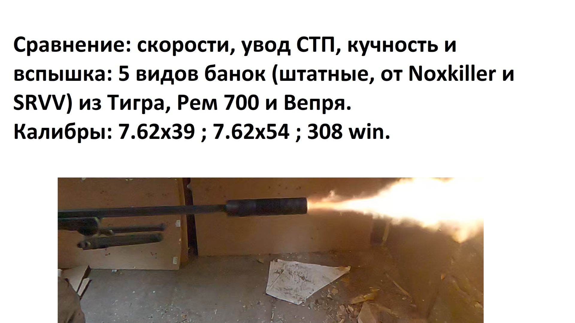Cкорости, кучность, СТП, вспышка. 5 видов "банок" (штатные, Noxkiller, SRVV). Тигр, Вепрь, Рем 700. смотреть онлайн