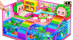 DIY Idea Build CoComelon Toy House с аквариумом и радужной горкой из картона - Миниатюрный дом