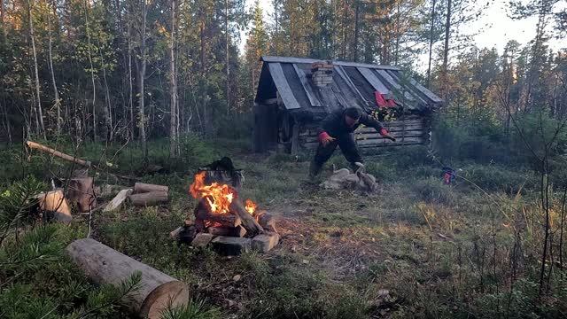 СТАРАЯ ИЗБА ГРЕЕТ И ОБЕРЕГАЕТ НАС С СОБАКОЙ ОТ ВОЛКОВ. ВОЛКИ ЗАВЫЛИ У ИЗБЫ