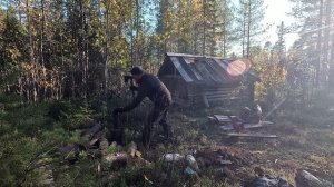 ЖИВУ В ИЗБУШКЕ С СОБАКОЙ. РАЗЖЁГ ПЕЧЬ В ИЗБЕ И ПОЖАЛЕЛ. ТАЁЖНЫЙ БЫТ