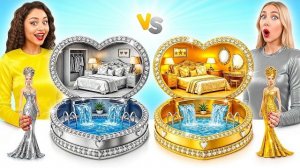 Строим Удивительный Кукольный Домик Золотой vs Серебряный Челлендж | Крутые Творческие Лайфхаки