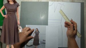 Моделирование. Приталенное платье миди А-силуэта с цельнокроеным рукавом. Выкройка № 2171.
