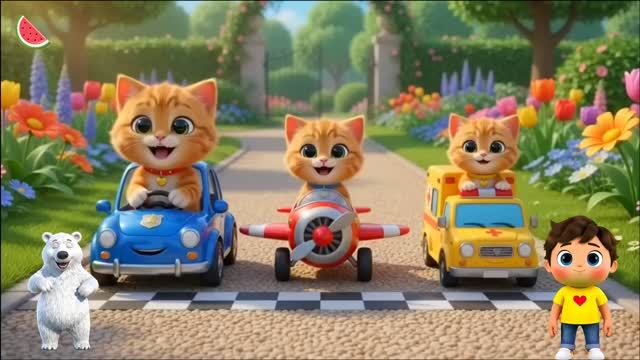 Котятки на машинках Веселые гонки для малышей 🐱🏎️