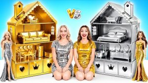Строим Удивительный Кукольный Домик Золотой vs Серебряный Челлендж | Потрясающий Творческий Челлендж