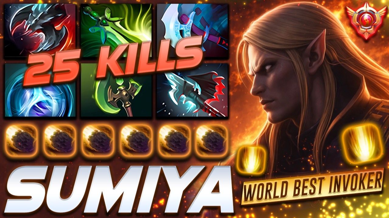 Sumiya - WORLD BEST INVOKER - 25 KILLS — профессиональный геймплей в Dota 2 [Смотри и учись]