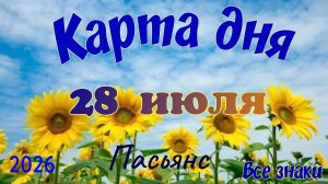 Карта дня🍒28 июля🍀💫Пасьянс. Тайм-код в описании 🦢