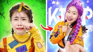 Бедная девочка хочет стать охотницей на демонов KPOP!Куколка удивляет Хантрикса своей сило