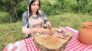 Тушеная баранина со свежим хлебом Азербайджанская Кухня Деревенская Кухня  Рецепты