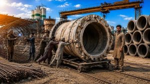 Производство гигантских бетонных труб. Как трубы RCC изготавливаются с нуля. Удивительный процесс
