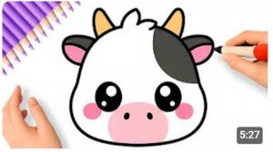 КАК ОЧЕНЬ ПРОСТО НАРИСОВАТЬ МИЛУЮ КОРОВУ 🐮