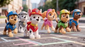 Щенячий патруль играет в классики. Активные игры на свежем воздухе.
