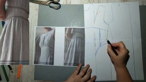Моделирование. Крой и пошив льняного сарафана с завышенной талией и кружевом. Выкройка № 2172.